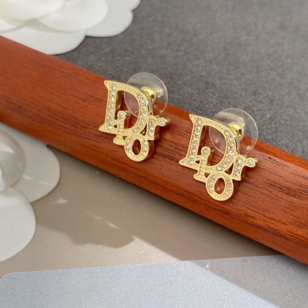 Dior Rhinestone Vintage 18K Gold Earrings