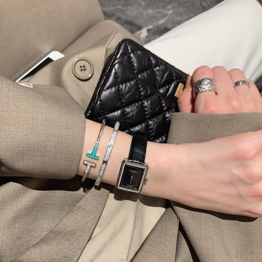 Tiffany Diamond and Turquoise Wire 18K Gold Bracelet
