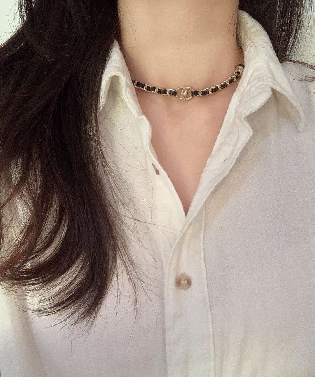 Chanel Rhinestone 18K Gold Necklace