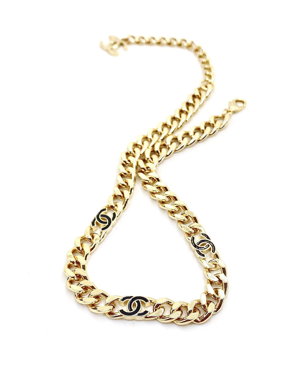 Chanel Black Chain 18K Gold Necklace