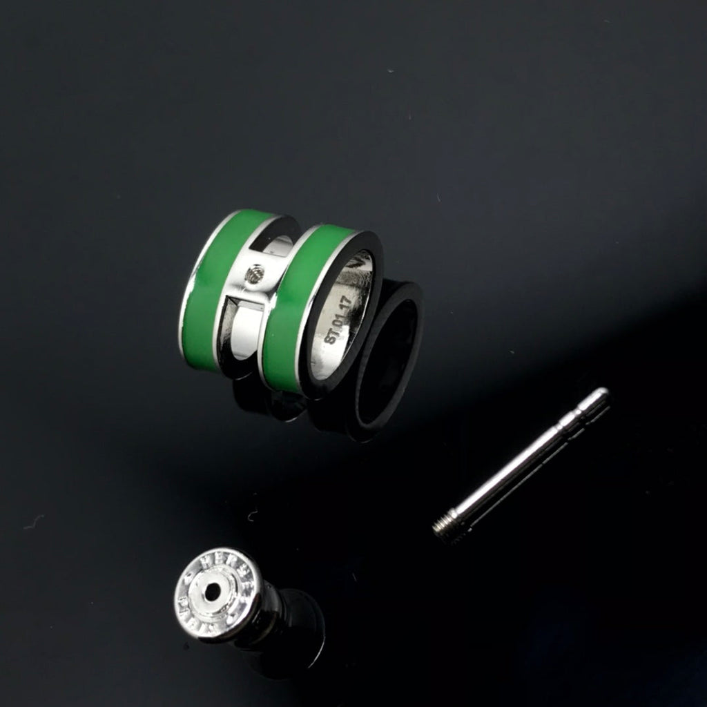 Hermes Mini Pop Green 18K Gold Earrings