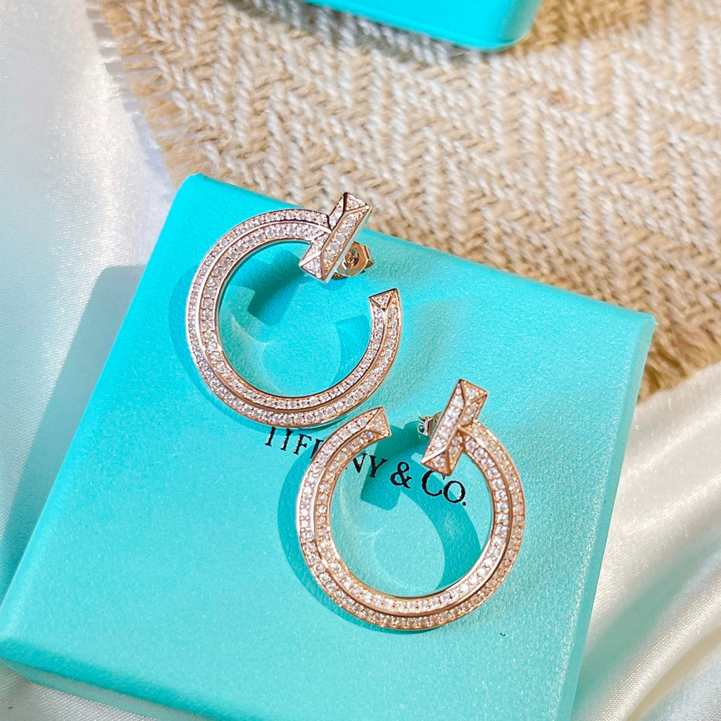 Tiffany T1 Open Hoop 18K Rose Gold Earrings