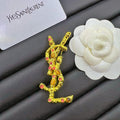 YSL Crystal 18K Gold Brooch