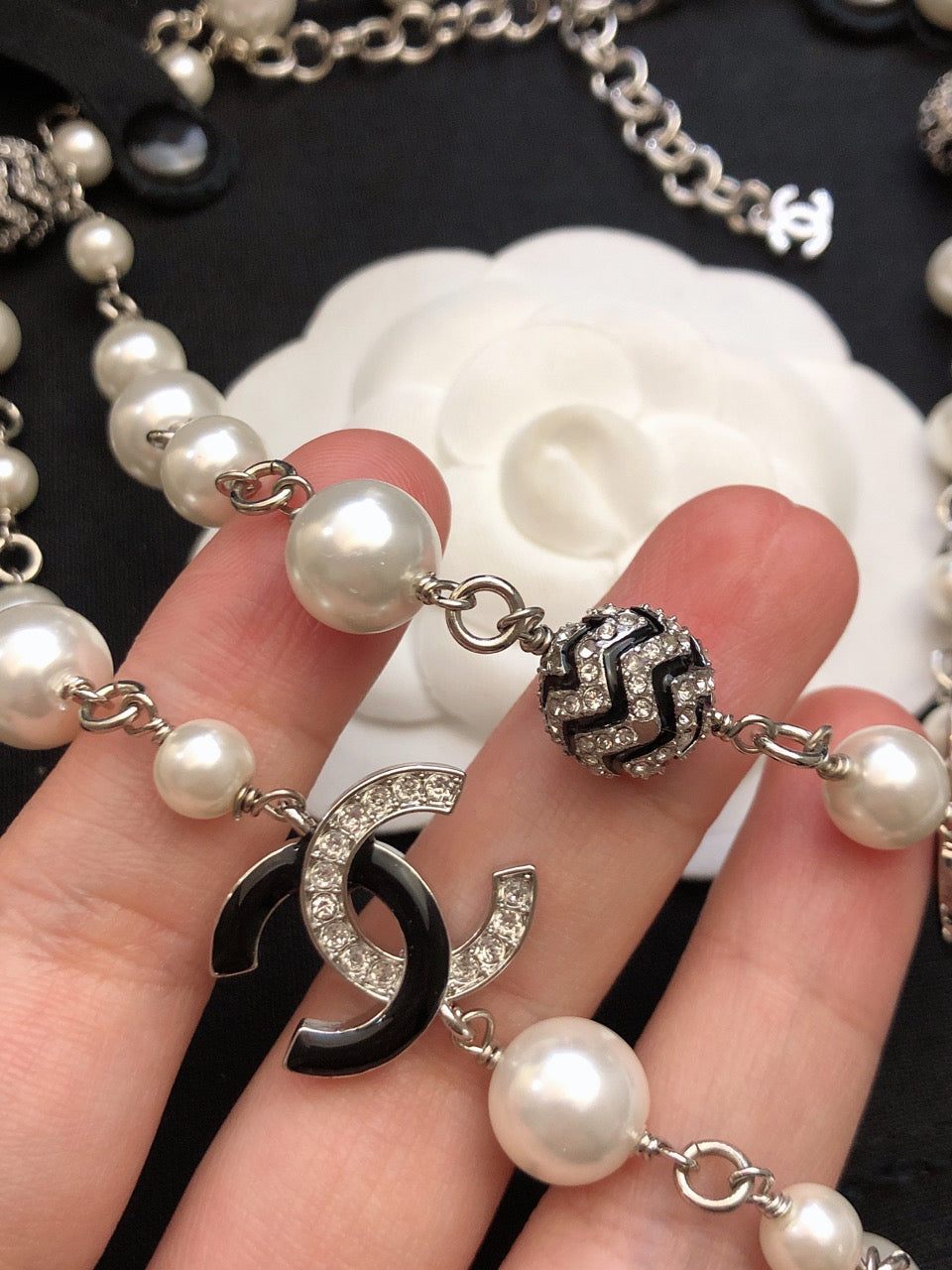 Chanel Star Pearls Long 18K Gold Necklace