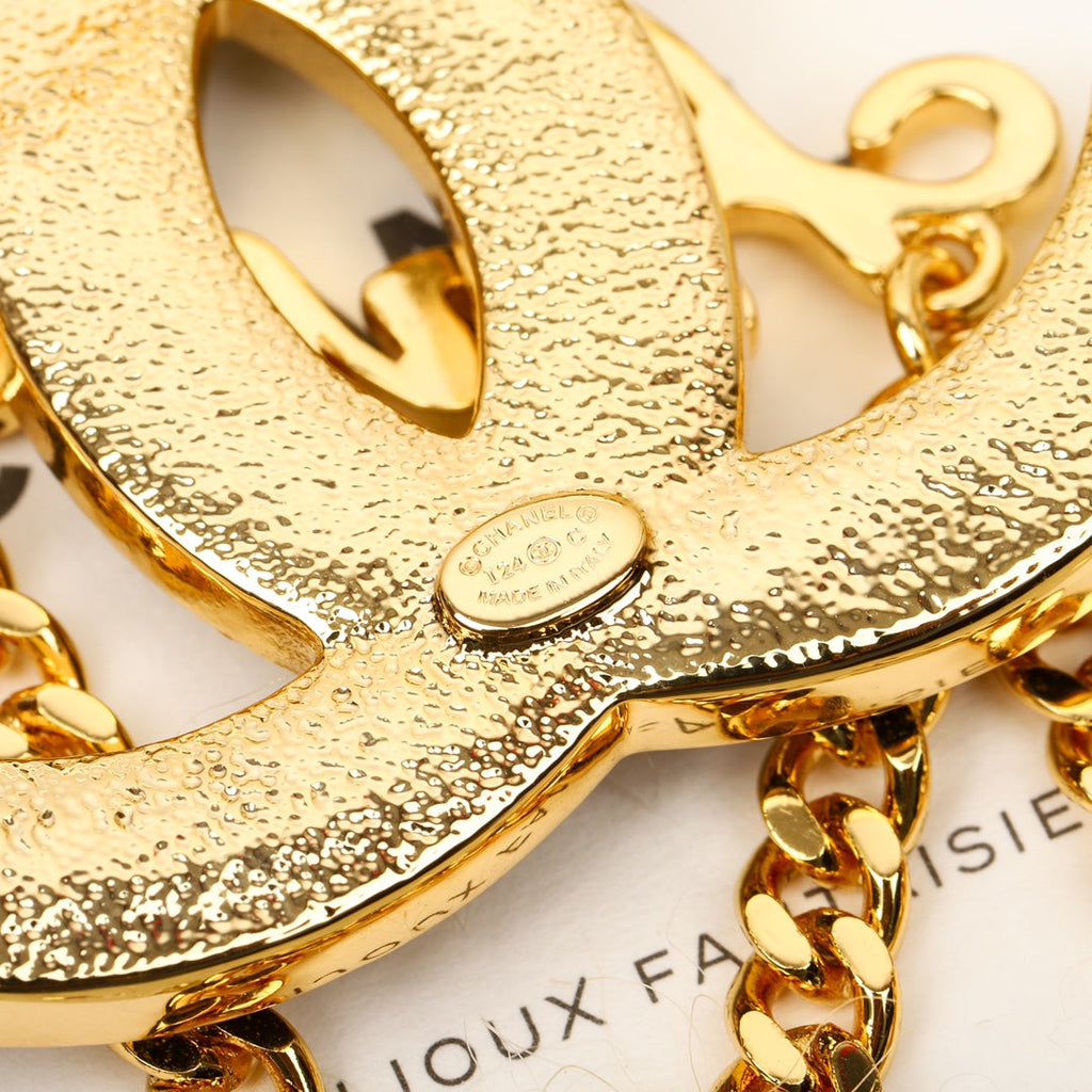 Chanel Black Chain 18K Gold Brooch
