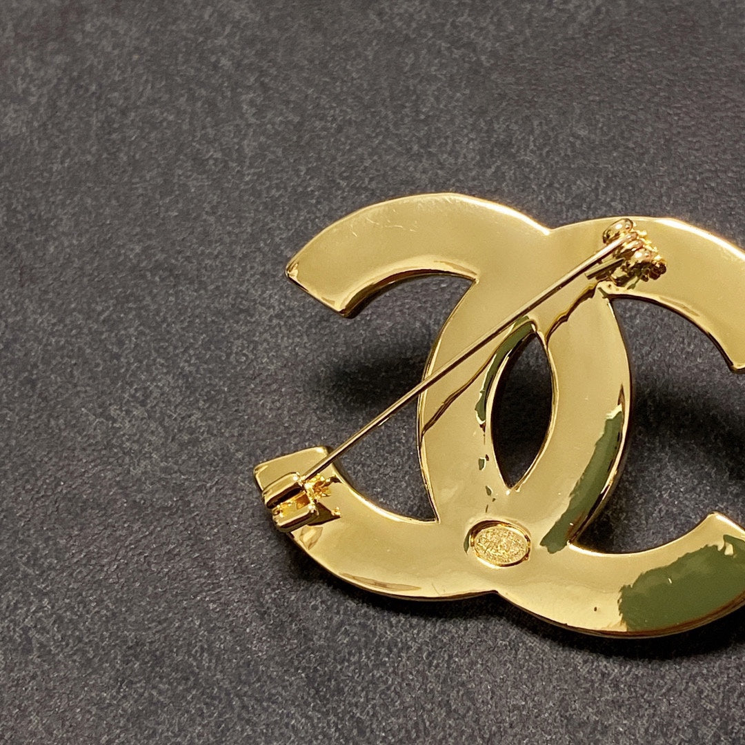 Chanel Script 18K Gold Brooch